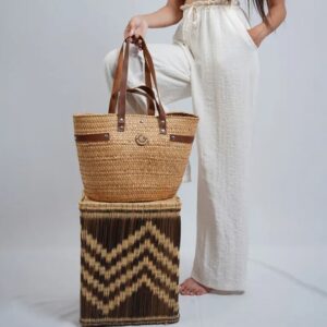 Home Skylar Handmade Palm Leaf Sun Hat | Natural Woven Wide Brim Bag | Eco Friendly Summer Bag for Women