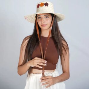 Home Flora Handmade Palm Leaf Sun Hat | Natural Woven Wide Brim Hat | Eco Friendly Summer Hat for Women